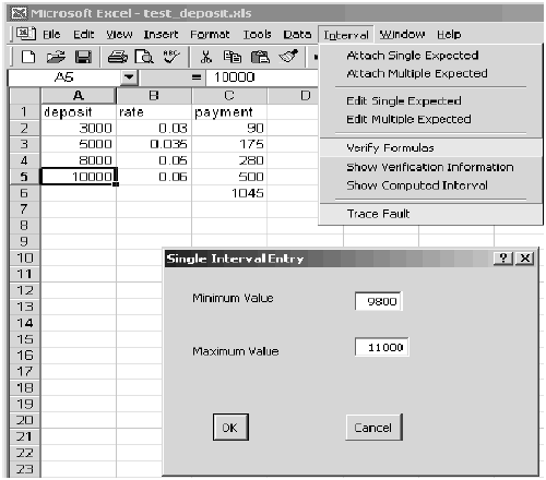 Attaching an interval to a numeric cell
