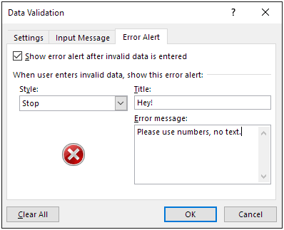 Error alert tab