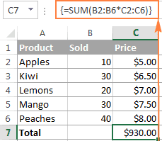 Using array constants in Excel