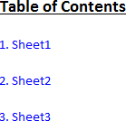 Automatically create a Table of Contents in Excel