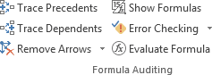 Using the Formula Auditing tools