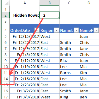 Excel hidden data warning