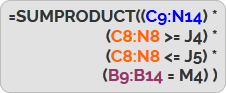 How to use SUMPRODUCT with multiple criteria