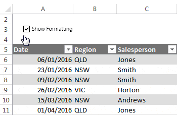 Toggle Excel Conditional Formatting on and off